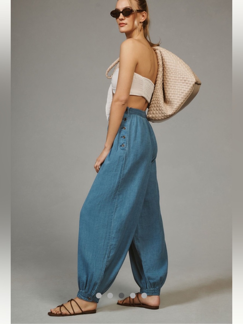 Anthropologie Harem Balloon Lightweight Denim Pants - Blue - M